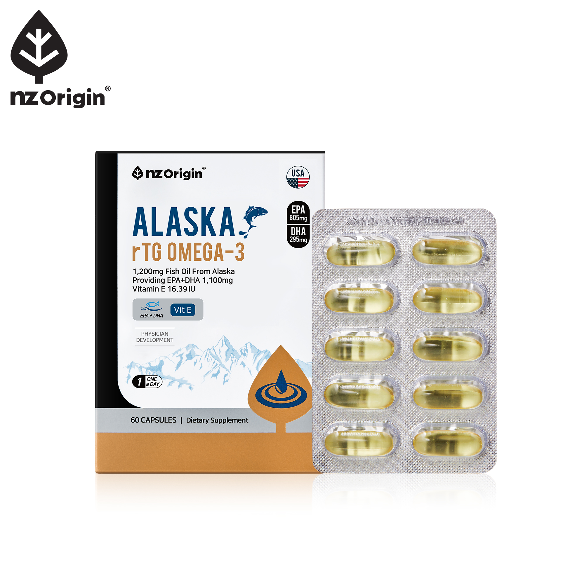 엔젯오리진 알래스카 rTG 오메가-3 (60캡슐)